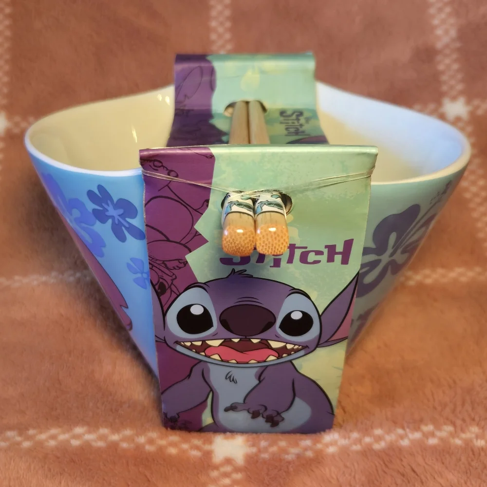 🌺NEW Disney's Stitch 16oz Ramen Bowl with Chopsticks